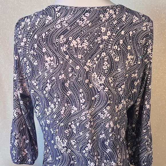Blue and white floral print long sleeve tunic - Picture 3 of 5